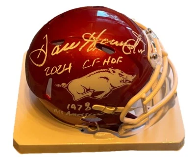 Dan Hampton Signed Arkansas Razorbacks Mini  Helmet CFHOF And All American Insc - Image 1 of 2