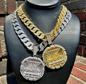Full Iced XL Last Supper Pendant Cuban Necklace Chain Gold Plated Jewlery Men - Picture 1 of 11