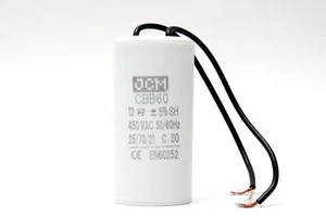 12UF 450VAC Wire Motor Run Capacitor 450V AC CBB60 12 UF Round White 50/60HZ Cap - Picture 1 of 1