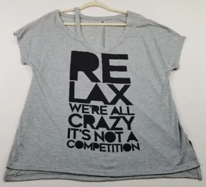 Hybrid T Shirt Women’s Large L Gray Black Graphic Short Sleeves Knit Humor Tee - Picture 1 of 13