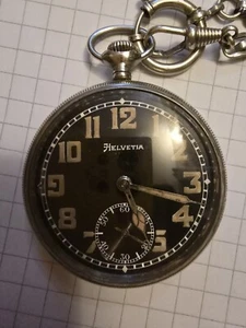 🇨🇭 SWISS MADE POCKET WATCH HELVETIA VINTAGE GERMAN MILITARY WEHRMACHT WWII WW2 - Picture 1 of 1