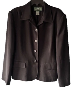 Lauren Ralph Lauren Blazer Womens Size 16 Black Polyester Blend 5 Buttons Collar - Picture 1 of 10