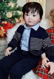 Bambola neonato FRESCA 30 pollici rifinita bambino ragazzo capelli radicati a mano regalo assemblato - Foto 1 di 3