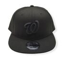 New Era Washington Nationals 9Fifty Black On Black Adjustable Snapback Hat Cap