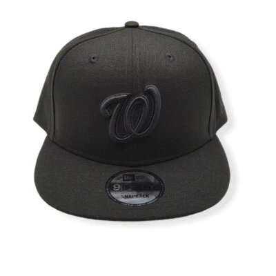 New Era Washington Nationals 9Fifty Black On Black Adjustable Snapback Hat Cap - Image 1 of 4