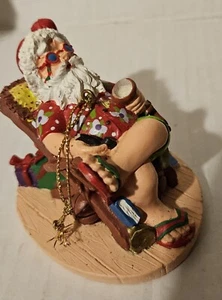 Resin Santa Relaxing In A Beach Chair Christmas Ornament - Picture 1 of 7
