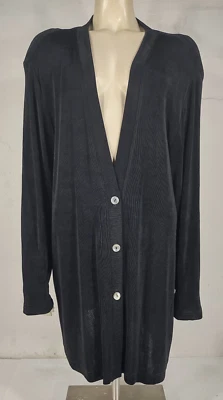 Vikki Vi black deep V-neck long sleeve button front tunic blouse Womens 2X - Image 1 of 4