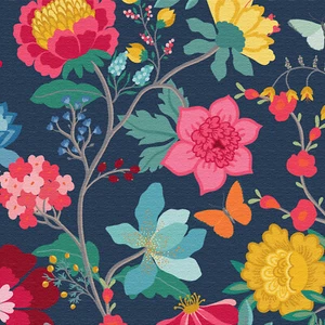Premium Quality Water and Stain-Resistant Fabric - Midsummer Night Dark Floral - Picture 1 of 1