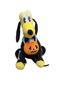 Disney Store Halloween 11" Pluto in Skeleton Costume Plush Stuffed Toy w Pumpkin - Picture 1 of 4
