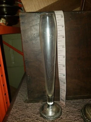 Jarrón vintage de plata de ley y vidrio grabado #2 Foto 1 de 3