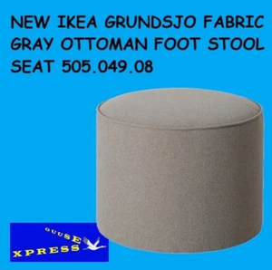 IKEA GRUNDSJO FABRIC GRAY OTTOMAN FOOT STOOL SEAT 505.049.08 NEW - Picture 1 of 5