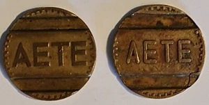 GREECE GREEK / AETE (old OTE) Telephone Tokens,2 types,19mm !!! - Picture 1 of 2