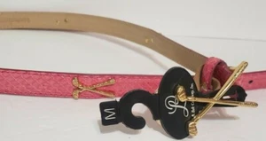 LB Belt Company rosa Schlangenleder dünner Gürtel Golfschläger Motiv Gr. M 37,5" lang Neu mit Etikett - Bild 1 von 4