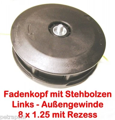 Freischneider Fadenkopf 8x1,25 Li.Bolzen Efco Oleo-Mac 2,4mm Mähfaden Motorsense