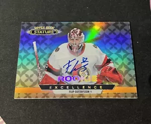 2021-22 UD Stature Excellence Filip Gustavsson #RE-46 Rookie Auto RC Wild - Bild 1 von 2