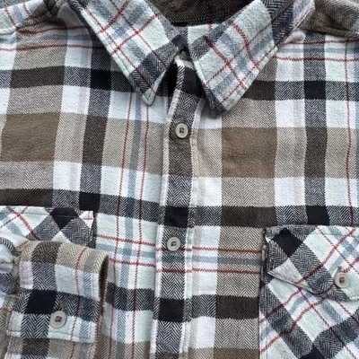 Honolua Men’s Large Flannel Shirt Brown Plaid Long Sleeve 100% Cotton - Image 1 of 4