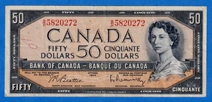 Canada $50 1954 BC-42b / P-81b - QE II - Circulated Note B/H 5820272 - Picture 1 of 4