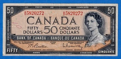 Canada $50 1954 BC-42b / P-81b - QE II - Circulated Note B/H 5820272 - Image 1 of 4