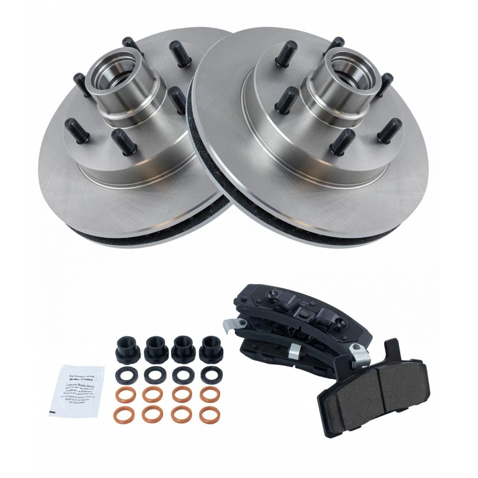Kit de pastillas de freno y rotor de disco de cerámica delanteras para camioneta Chevy GMC Foto 1 de 4