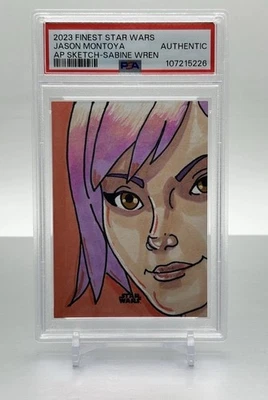 Auténtico boceto de Sabine Wren Topps Finest Star Wars 2023 de Jason Montoya PSA Foto 1 de 2