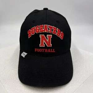 Vtg NEBRASKA CORN HUSKERS BUGEATERS FOOTBALL HAT Black ADJUSTABLE Hat University - Picture 1 of 13
