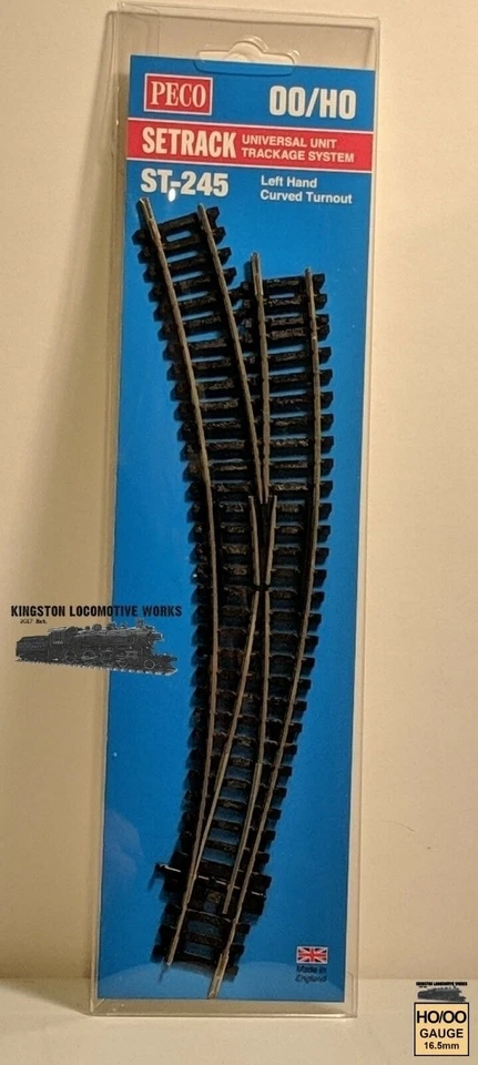 Peco ST-245 HO/OO Setrack Curved LH Left Nickel Silver Code 100 Turnout/Switch - Image 1 of 1