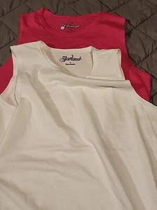 Lot 2 Cotton Top Tank Sleveless White & Pink Thin Cotton Size Medium NWOT  - Picture 1 of 7