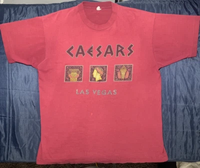 VTG 90s Caesars Las Vegas T-Shirt With Gold Embellishments Large - Image 1 of 4