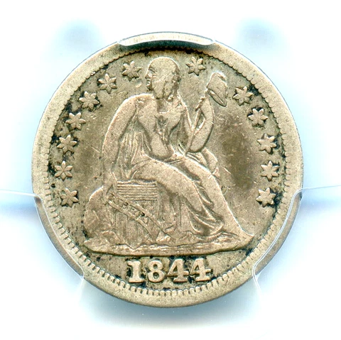 1844 Liberty Seated Dime, PCGS F15 Cover