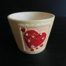Container Pot Tidy Heart Terracotta Slip Handmade Vintage PN N4423
