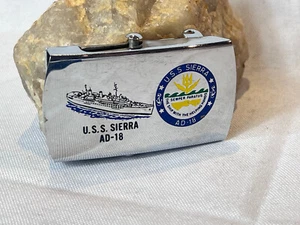 VTG U.S.S. Sierra AD-18 Belt Buckle Military Style WW2 Naval Destroyer Tender - Picture 1 of 11