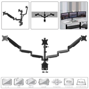 Triple Monitor Desk Stand Mount Fully Adjustable Arms For 3 Screens 13" ~ 32" - Picture 1 of 6