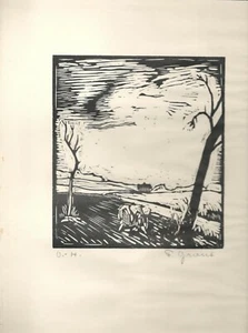 Grabado en madera original, cosecha, de Frank Grant - Imagen 1 de 3