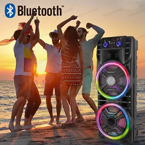 Grande Altoparlante Bluetooth PA Portatile Doppio 12" Subwoofer Sound System DJ FM con Microfono - Foto 1 di 9