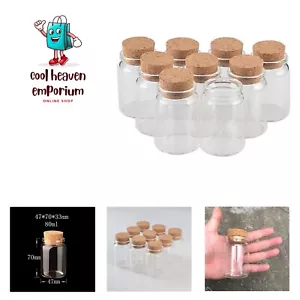 80ml s With Cork Small Transparent Mini Empty Glass Vials Jars Container Clea... - Picture 1 of 9