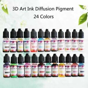 24pc kit Alcohol Ink Diffusion Resin Pigment Kit Liquid DIY Colorant Dye Art 
