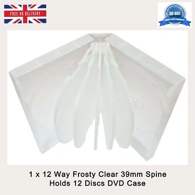 TTL MEDIA 1 x 12 Way Clear DVD 39mm Spine Holds 12 Discs Empty Brand New Replacement Case