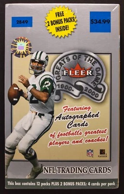 2000 Fleer Greats of the Game Football Sealed Retail Box - Image 1 of 2