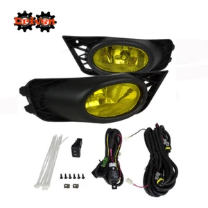 For 09-11 Honda Civic 4 dr Sedan Black JDM Yellow Fog Light Kit Harness Switch - Picture 1 of 2