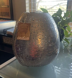 ZENZA Handmade Pinholed Silver Ball Light New and Made in India - Picture 1 of 3