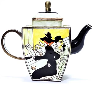 KELVIN CHEN Enamel Miniature Teapot Low # 49 Parisian Japanese Sette Man Lautrec - Picture 1 of 12