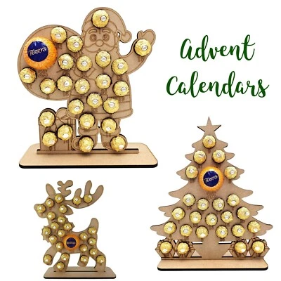 Wooden Advent Calendar Holder, Holds Ferrero Rocher And Terry Chocolate Orange - Image 1 of 4