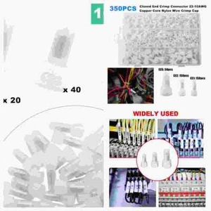 Terminals 22-10AWGClosed End Crimp Cap Copper Core Nylon Wire Connectors - Picture 1 of 14