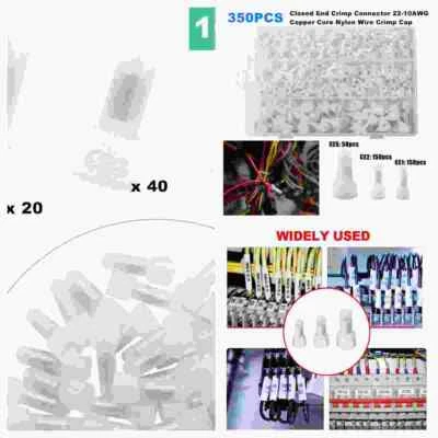 Terminals 22-10AWGClosed End Crimp Cap Copper Core Nylon Wire Connectors - Image 1 of 4