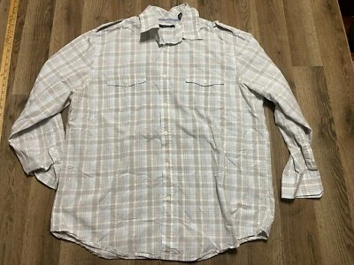 Alfani Shirt, Men's Size XL, Gray Blue, Plaid, Button Up, Long Sleeve, Pockets - Image 1 of 4