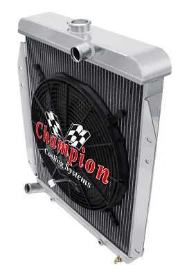 Radiador RS Champion 3 filas con ventilador de 16" para motor Dodge A100 V8 1964-1970 Foto 1 de 4