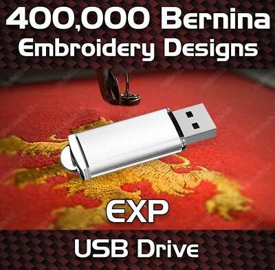 400,000 Bernina Bernette Embroidery Machine Design Files EXP on USB Drive