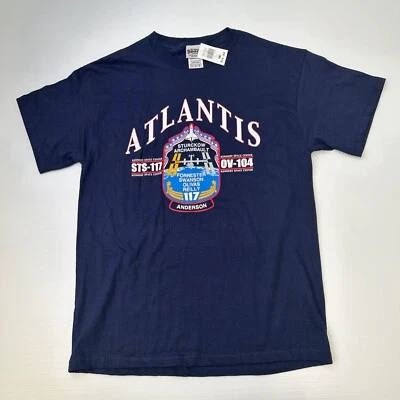 Atlantis Shirt Men Medium Kennedy Space Center Spell Out Retro OV-104 Core Ne - Image 1 of 4