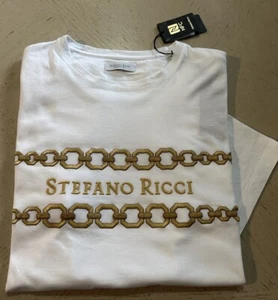 Stefano Ricci Men's Embroidered Chain Logo T-Shirt XL White Italy New $750 - Picture 1 of 11