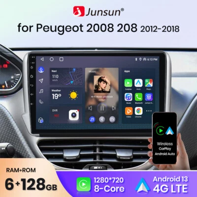 CarPlay For Peugeot 2008 2013-2017 10.1"Android 13 Car Radio GPS Sat Nav WIFI BT - Image 1 of 4